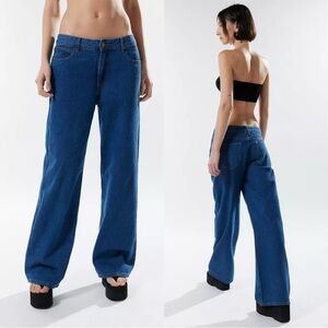 Lioness Women’s Top Model Jeans Straight Leg Low Rise Baggy Fit in Medium Wash M